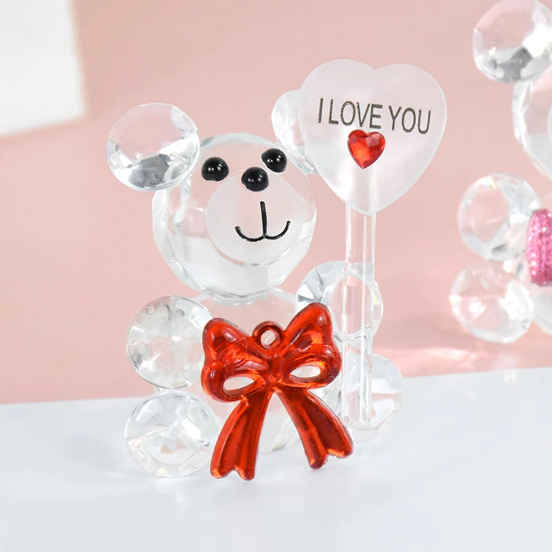 Crystal Bear Glass Rose