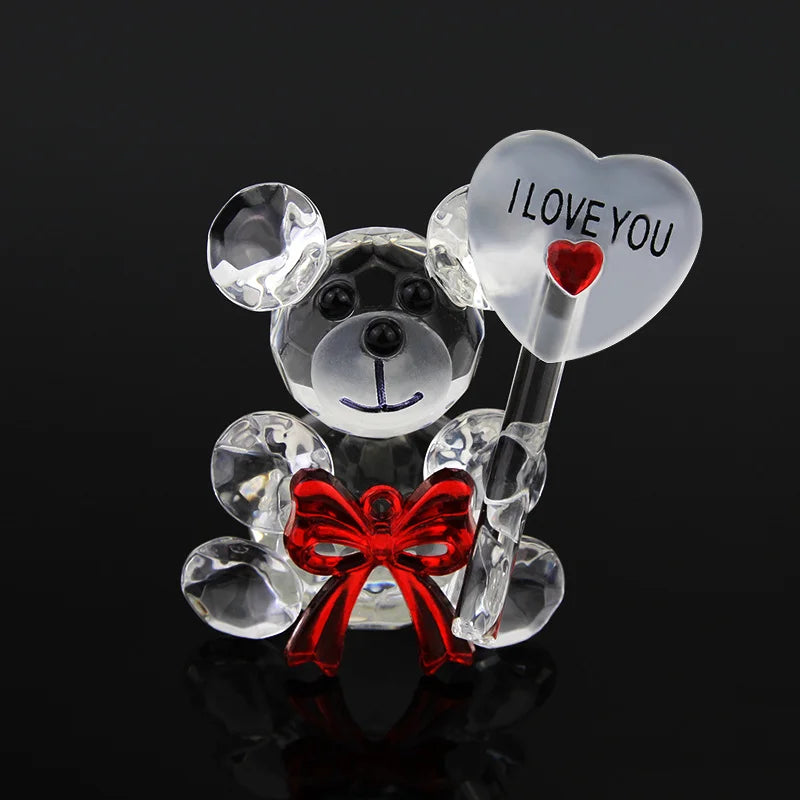 Crystal Bear Glass Rose