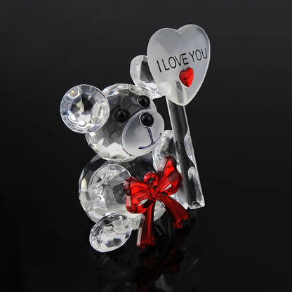 Crystal Bear Glass Rose