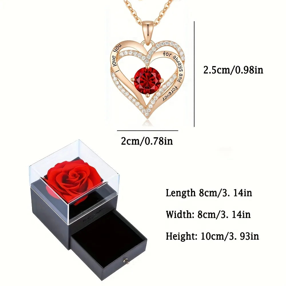 Luxury Red Pendant Necklaces With Rose Flower Gift Box - Pro Gifts