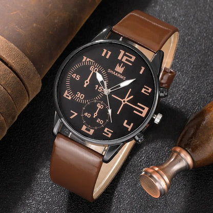 5PCS Male Fashion set | Brown Leather